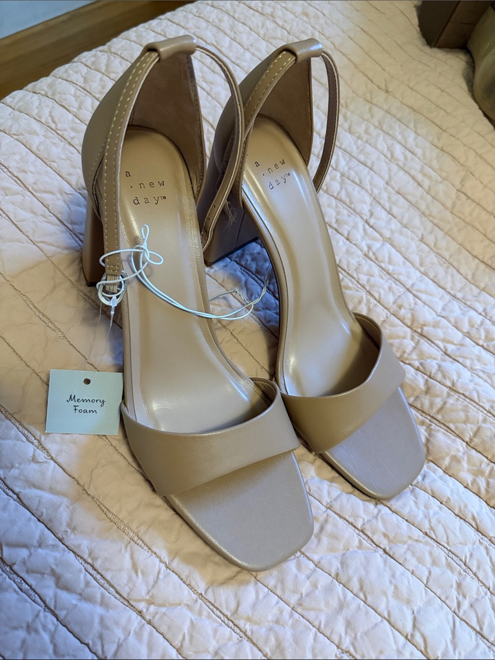 a new day Neutral Tan Block Heel Sandals with Ankle Strap